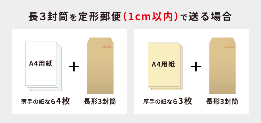 長３封筒を定形郵便で送る場合