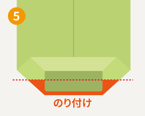 折り目が付いたら、一部を糊付け