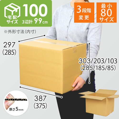 【宅配100サイズ】高さ変更可能ダンボール箱