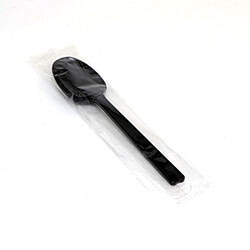 HEIKO プラスチックスプーン 16cm 個包装 黒 100本