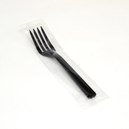 HEIKO プラスチックフォーク 16cm 個包装 黒 100本
