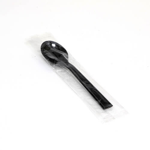 HEIKO プラスチックスプーン 12.3cm 個包装 黒 100本