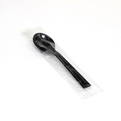 HEIKO プラスチックスプーン 12.3cm 個包装 黒 100本