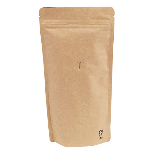 スタンドチャック袋２００ｇ縦長茶クラフト（Ｖ付）