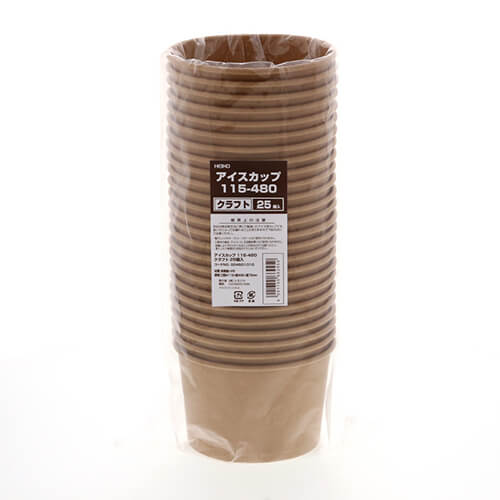 HEIKO 製菓資材 アイスカップ 16オンス(480ml) クラフト 25個
