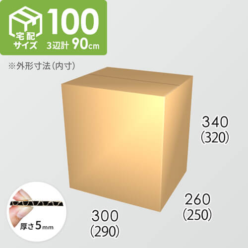 【宅配100サイズ】ダンボール箱(290×250×320) 5mm A/F K5×K5
