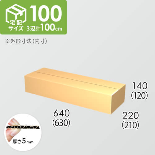【宅配100サイズ】ダンボール箱(630×210×120) 5mm A/F K5×K5