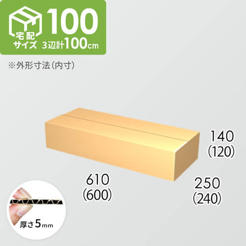 【宅配100サイズ】ダンボール箱(600×240×120) 5mm A/F K5×K5