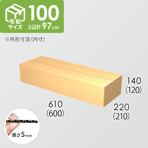 【宅配100サイズ】ダンボール箱(600×210×120) 5mm A/F K5×K5