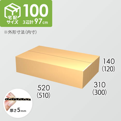 【宅配100サイズ】ダンボール箱(510×300×120) 5mm A/F K5×K5