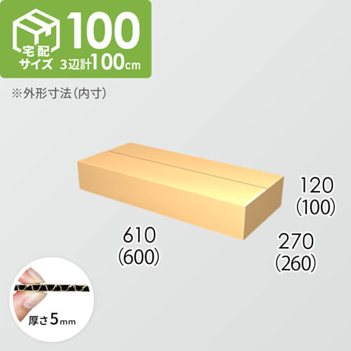 【宅配100サイズ】ダンボール箱(600×260×100) 5mm A/F K5×K5