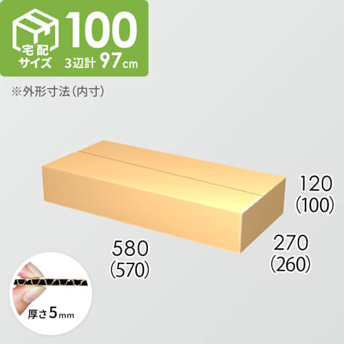 【宅配100サイズ】ダンボール箱(570×260×100) 5mm A/F K5×K5