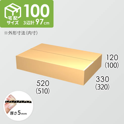 【宅配100サイズ】ダンボール箱(510×320×100) 5mm A/F K5×K5