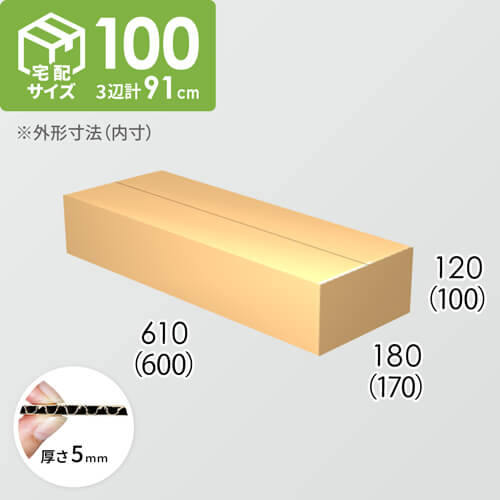 【宅配100サイズ】ダンボール箱(600×170×100) 5mm A/F K5×K5