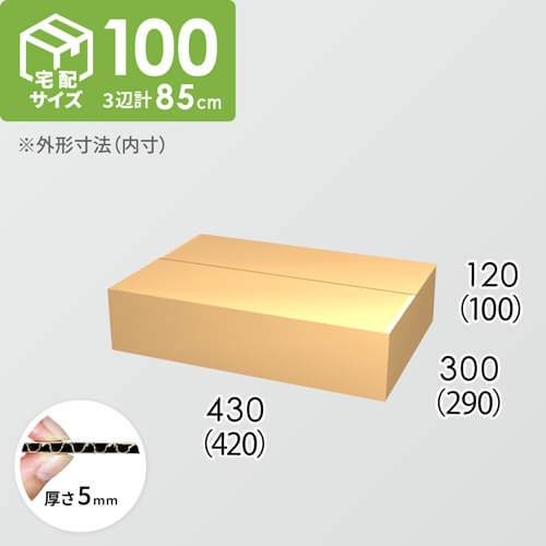 【宅配100サイズ】ダンボール箱(420×290×100) 5mm A/F K5×K5