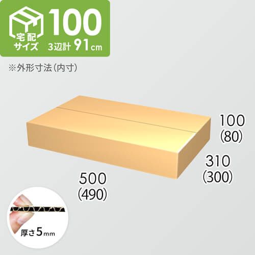 【宅配100サイズ】ダンボール箱(490×300×80) 5mm A/F K5×K5