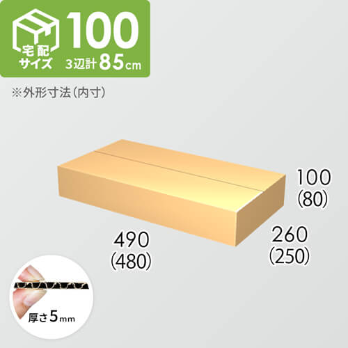 【宅配100サイズ】ダンボール箱(480×250×80) 5mm A/F K5×K5