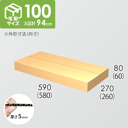 【宅配100サイズ】ダンボール箱(580×260×60) 5mm A/F K5×K5