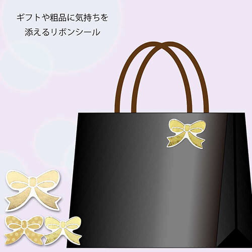ギフトシール Ｍ リボンゴールド １０４片