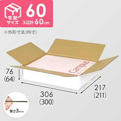 【宅配60サイズ】白ダンボール箱 薄型 A4サイズ（300×211×64mm)