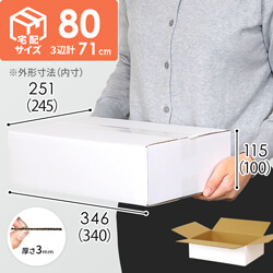 【宅配80サイズ】白ダンボール箱 薄型（340×245×100mm) 