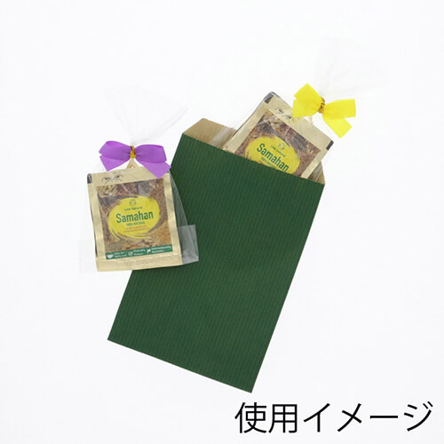 紙平袋（筋入り・緑・幅105×高150mm)