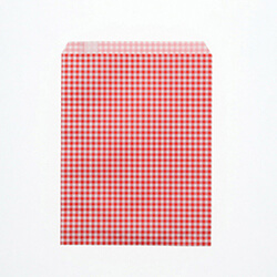 紙平袋（ギンガムミニ・赤・幅180×高230mm)