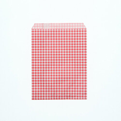 紙平袋（ギンガムミニ・赤・幅140×高180mm)