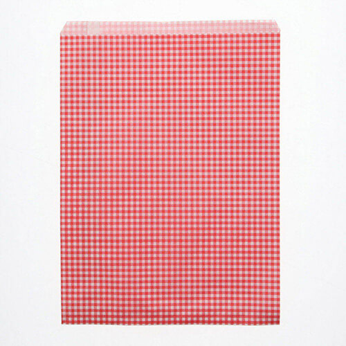 紙平袋（ギンガムミニ・赤・幅250×高330mm)