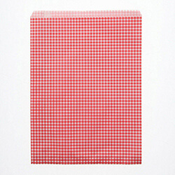 紙平袋（ギンガムミニ・赤・幅250×高330mm)