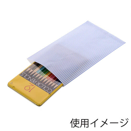 紙平袋（モノストライプ・青・幅135×高230mm)