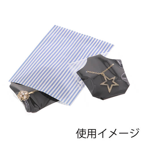 紙平袋（モノストライプ・青・幅80×高110mm)
