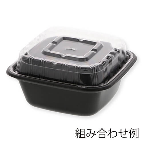 リスパック 丼容器 正角丼 中皿 黒 50枚