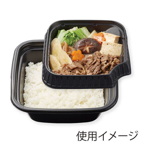 リスパック 丼容器 正角丼 本体 黒 50枚