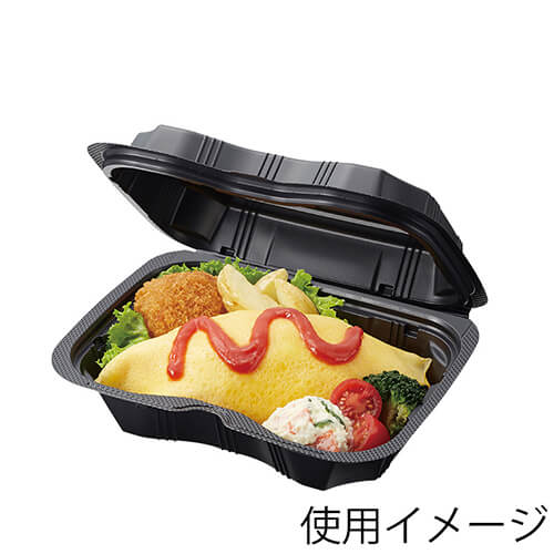 リスパック 弁当容器 バイオデリカ シェルBOX 40 黒 25枚