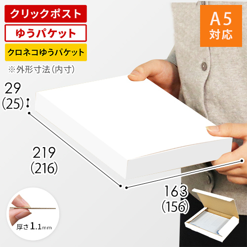 【クロネコゆうパケット・クリックポスト・ゆうパケット】厚さ3cm・N式ケース（白・A5サイズ）