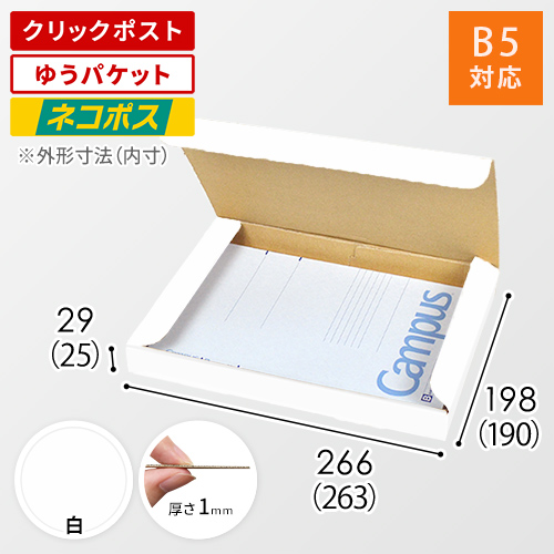 【クロネコゆうパケット・クリックポスト・ゆうパケット】厚さ3cm・N式ケース（白・B5サイズ）