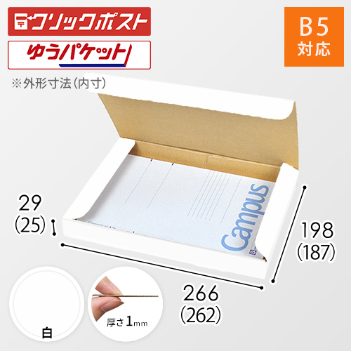 【クリックポスト・ゆうパケット】厚さ3cm・N式ケース（白・B5サイズ）
