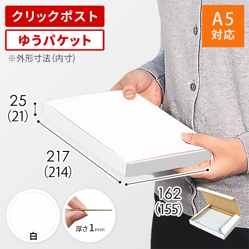 【クロネコゆうパケット・クリックポスト・ゆうパケット】厚さ2.5cm・N式ケース（白・A5サイズ）