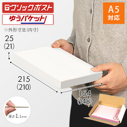 【クリックポスト・ゆうパケット】厚さ2.5cm・ヤッコ型ケース（白・A5サイズ）