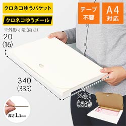 【クロネコゆうメール・ゆうパケット】厚さ2cm・テープレスケース（白・A4サイズ）