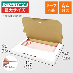 【クロネコDM便最大・ゆうパケット】厚さ2cm・テープレスケース（白・A4サイズ）