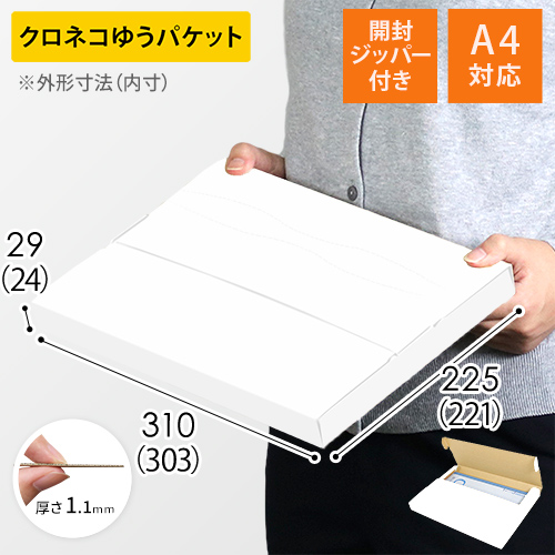 【クリックポスト・ネコポス（個人フリマ向け）】A4厚さ3.0cm・テープレスケース（白）