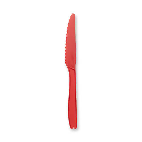 ホウケン産業 プラスチックナイフ 16cm レッド 個包装 100本