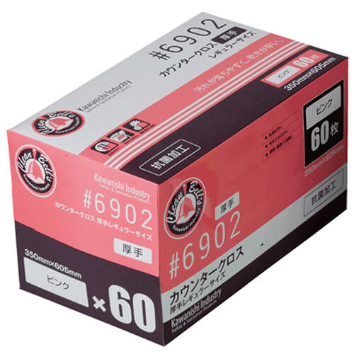 川西工業 カウンタークロス #6902 厚手 ピンク 60枚入