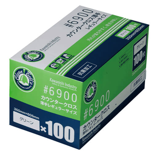 川西工業 カウンタークロス #6900 薄手 グリーン 100枚入