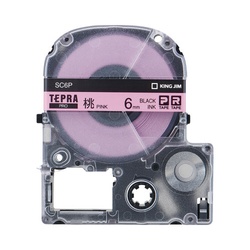 テプラ　ＰＲＯテープ　パステル桃色黒字６ｍｍ