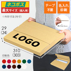 【名入れ印刷】厚さ3cm・テープレスケース（A4サイズ、ネコポス・クリックポスト）