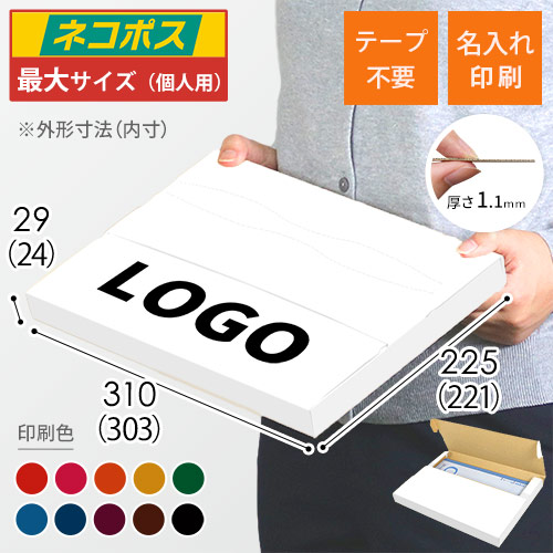 【名入れ印刷】厚さ3cm・テープレスケース（白・A4サイズ、ネコポス・クリックポスト）