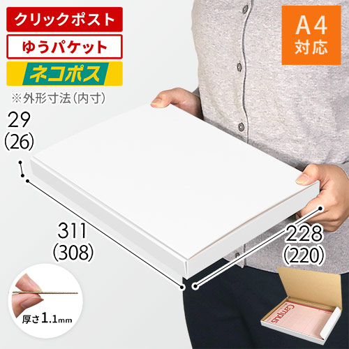 【クロネコゆうパケット・クリックポスト】厚さ3cm・N式ケース（白・A4サイズ）